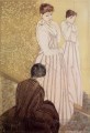 Young Woman Trying on a Dress mothers children Mary Cassatt